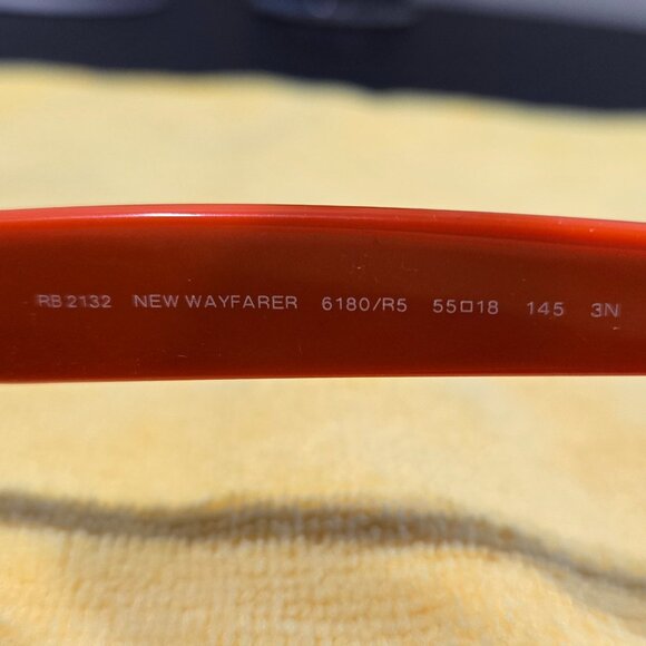 Ray Ban New Wayfarer Sunglasses - RB 2132 6180/R5 - Orange/Blue/Tortoise Shell - Picture 12 of 13